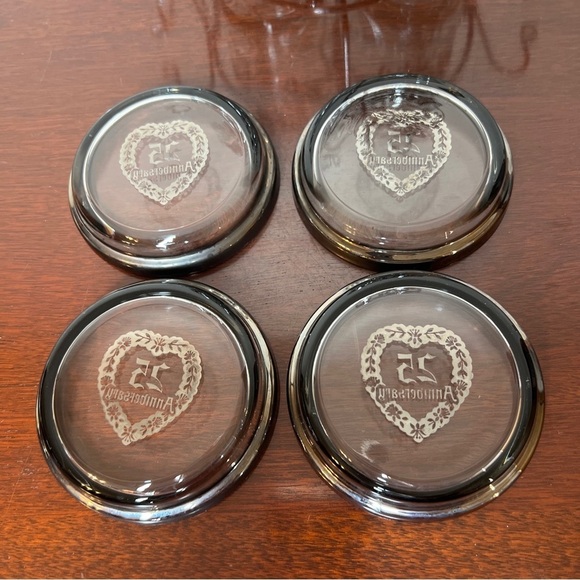 Vintage 25th Anniversay Silver Tone Tumbler & Coasters Set & Caddy 9 Piece Set - Picture 4 of 16